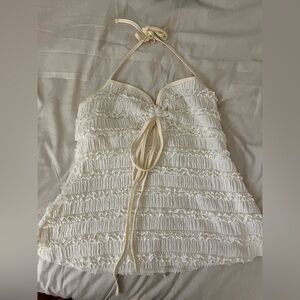 Ruffled halter tank top